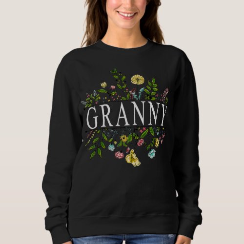 Womens Personalized Granny Flower Art Mothers Sweatshirt