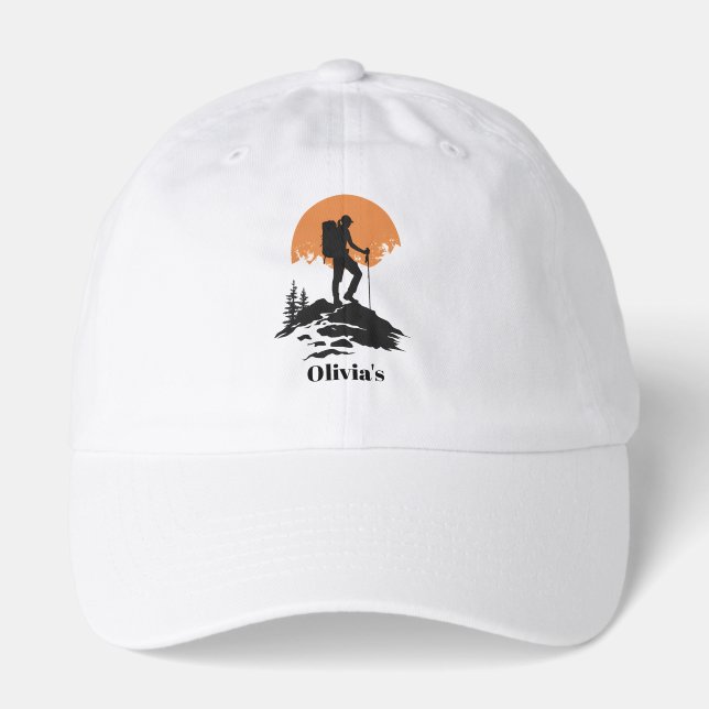Womens Personalized Happy Camper Hiking Hat (Front)