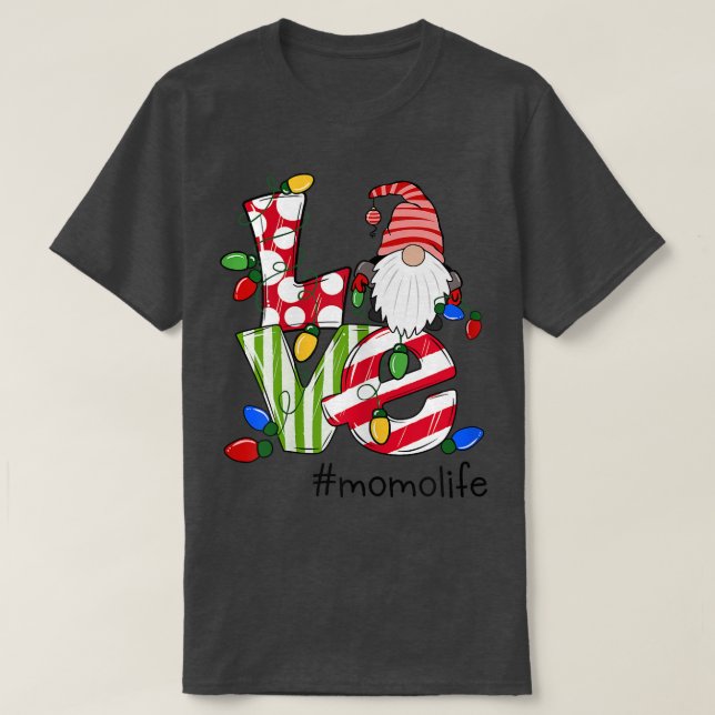 Womens Personalized Love Momolife Candy Gnome Chri T-Shirt (Design Front)