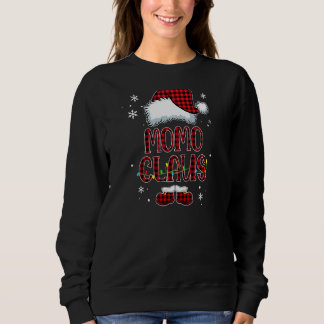 Womens Personalized Momo Claus Santa Hat Red Plaid Sweatshirt