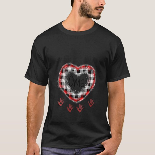 Womens Personalized Oma Heart With Little Hand T-Shirt (Front)