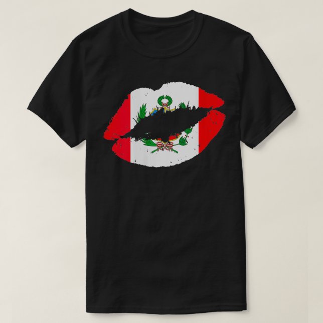 Womens Peru Lips Kiss Peruvian Flag Pride Sports S T-Shirt (Design Front)