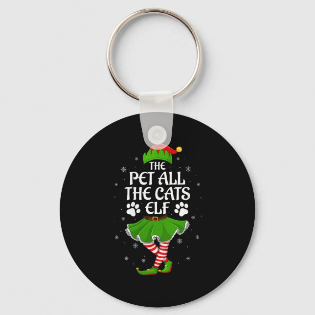 Womens Pet All The Cats Elf Christmas Girls Women  Keychain (Front)
