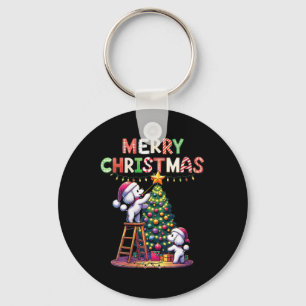Womens Pet Animal Lovers Xmas Poodle Dogs Decorati Keychain
