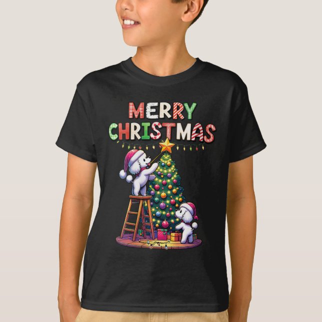 Womens Pet Animal Lovers Xmas Poodle Dogs Decorati T-Shirt (Front)