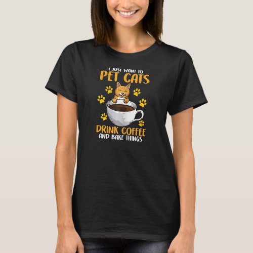 Womens Pet Cats Coffee Drinker Cat Lover Baking T_Shirt