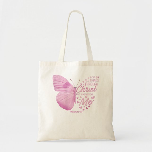 Womens Philippians 413 Christian Bible Verse Gifts Tote Bag (Front)