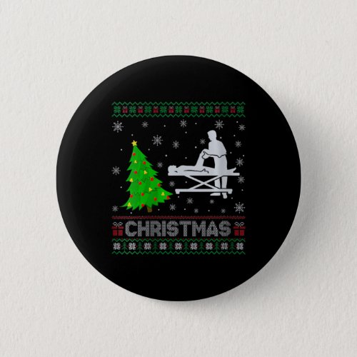 Womens Physical Therapist Xmas Tree Lighting Ugly  Button