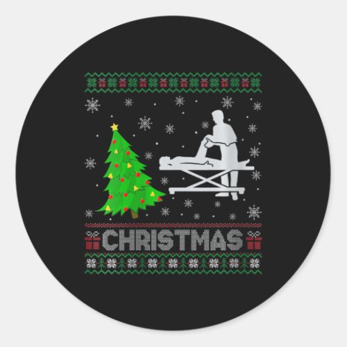 Womens Physical Therapist Xmas Tree Lighting Ugly  Classic Round Sticker