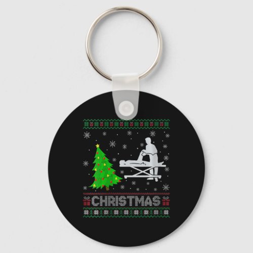 Womens Physical Therapist Xmas Tree Lighting Ugly  Keychain