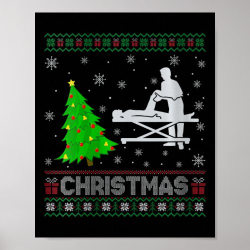 Womens Physical Therapist Xmas Tree Lighting Ugly  Poster