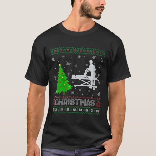 Womens Physical Therapist Xmas Tree Lighting Ugly  T_Shirt