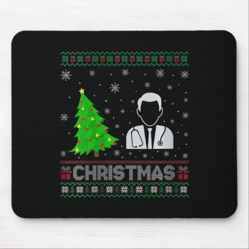 Womens Physician Xmas Tree Lighting Ugly Christmas Mouse Pad