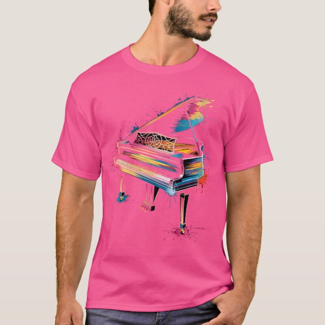Womens Pianist Gift Piano Instrument Music Colour  T-Shirt (Front)