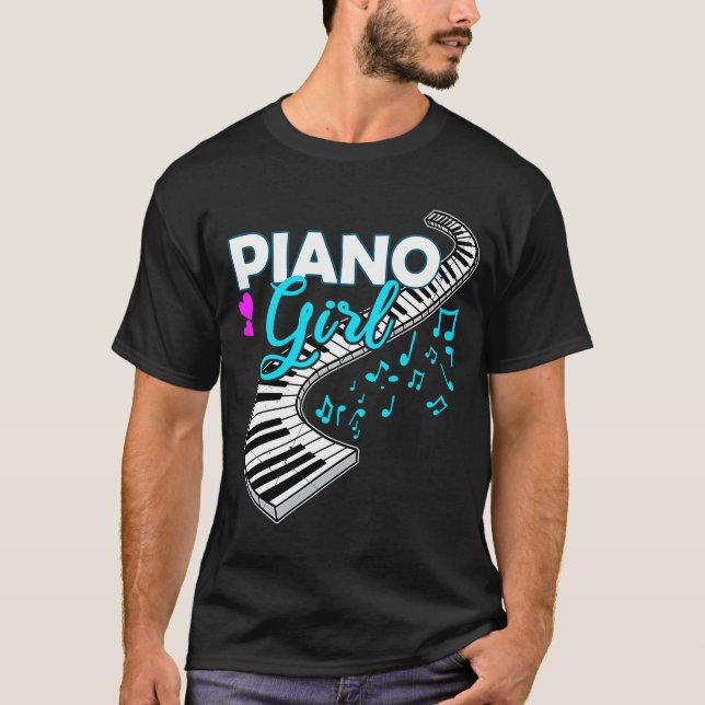 Womens Piano Player  Girls Keyboard Music Teacher T-Shirt (Front)