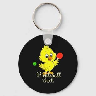 Womens pickleball chick funny pickle ball keychain