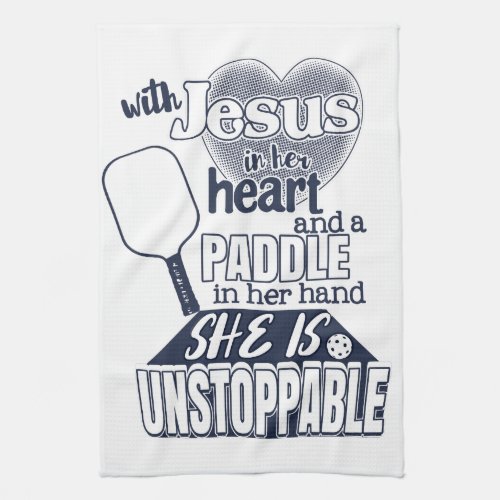 Womens Pickleball Paddle and Jesus Kitchen Towel