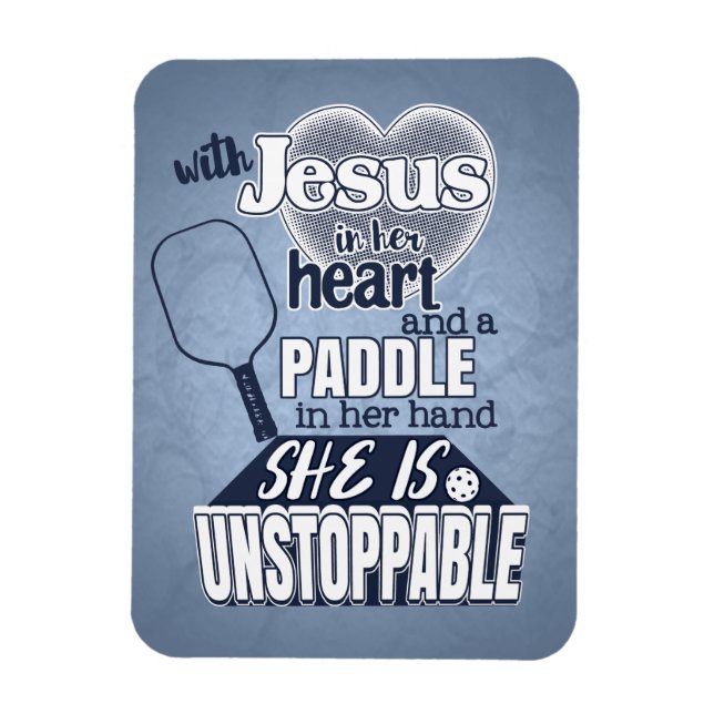 Womens Pickleball Paddle and Jesus Quote Magnet (Vertical)