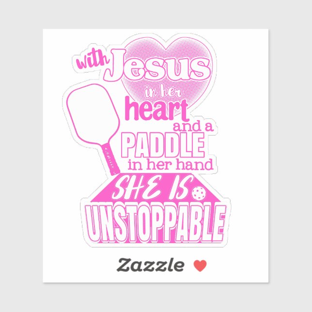 Womens Pickleball Paddle and Jesus Saying Sticker (Sheet)