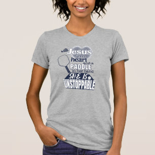 Womens Pickleball Paddle and Jesus Saying T-Shirt