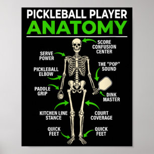 Womens pickleball player anatomy funny dink pickle poster