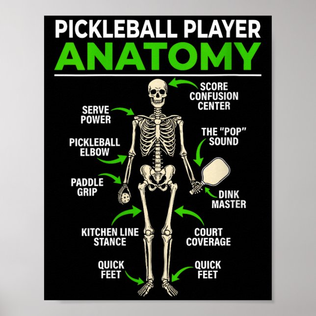 Womens pickleball player anatomy funny dink pickle poster (Front)