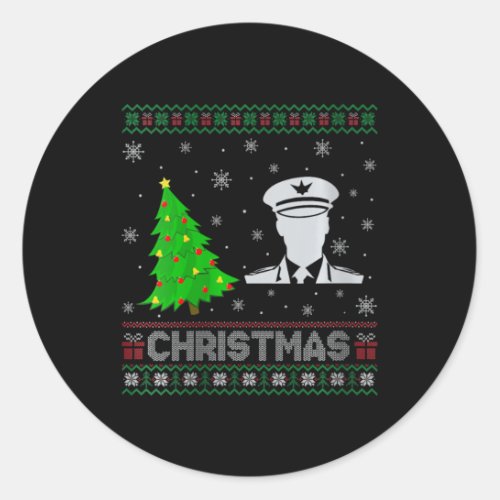 Womens Pilot Xmas Tree Lighting Ugly Christmas Swe Classic Round Sticker