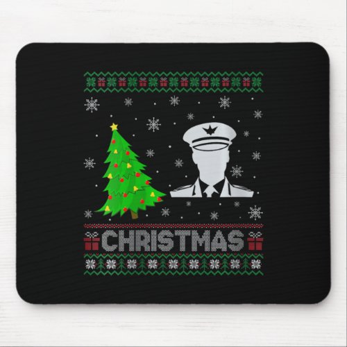 Womens Pilot Xmas Tree Lighting Ugly Christmas Swe Mouse Pad