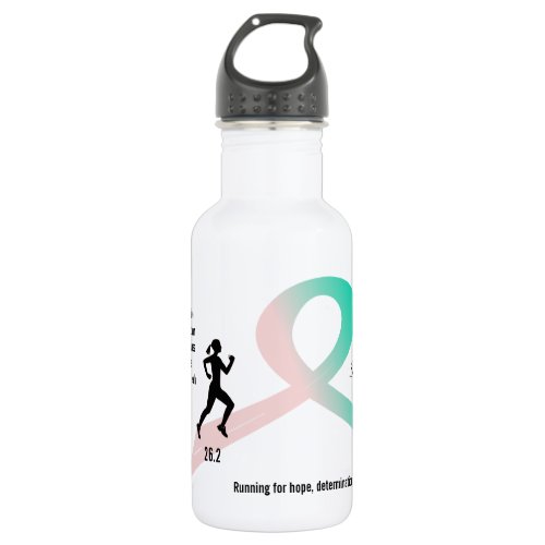 Womens Pink and Teal Marathon Runner Stainless Steel Water Bottle
