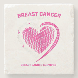 Womens Pink Breast Cancer Survivor Gifts Women Mom Stone Coaster
