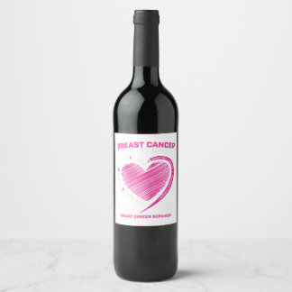 Womens Pink Breast Cancer Survivor Gifts Women Mom Wine Label