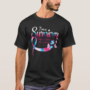 Womens Pink Butterfly Im A Survivor Breast Cancer T-Shirt