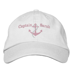 Women's Pink Captain Nautical Anchor Name Hat