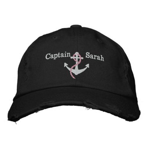 Womens Pink Captain Nautical Anchor Name Hat