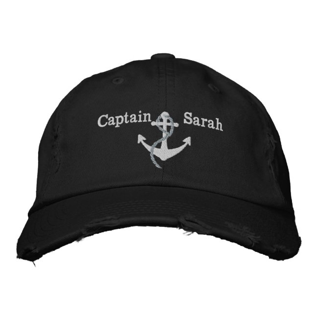 Women's Pink Captain Nautical Anchor Name Hat (Front)