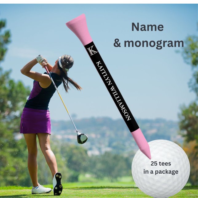 WOMEN'S PINK CUSTOM  MONOGRAM NAME GOLF TEES (Creator Uploaded)