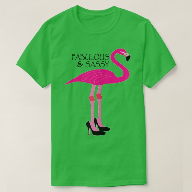 Womens Pink Flamingo Shirt Fabulous and Sassy with (Design Front)