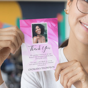 Womens Pink Funeral Thank You Card