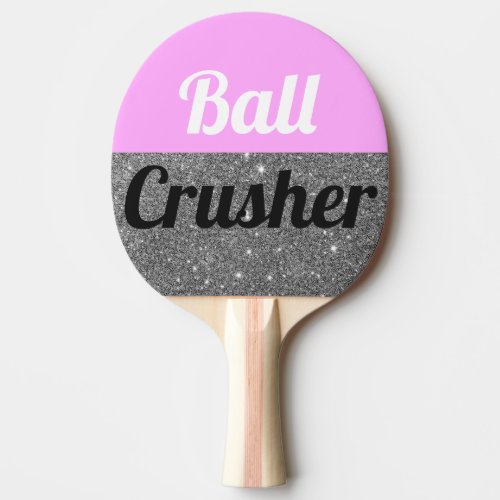 Womens Pink Funny Ball Crusher Smack Talk Ping Pong Paddle