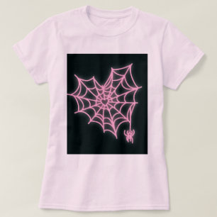 Women's Pink Heart Spiderweb Halloween T-shirt