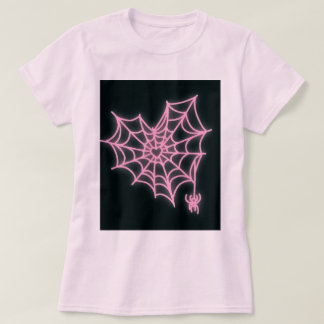 Women's Pink Heart Spiderweb Halloween T-shirt