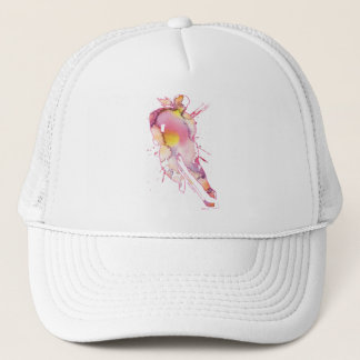 Women's Pink Hockey Player Watercolor Trucker Hat