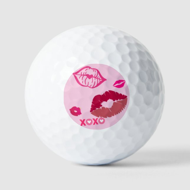 Womens Pink Lips Golf Ball  (Front)