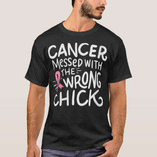 Womens Pink October Breast Cancer Messed With The  T-Shirt