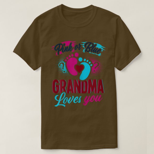 Womens Pink Or Blue Grandma Nana Loves Baby Gender T-Shirt (Design Front)