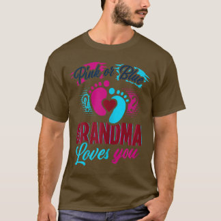 Womens Pink Or Blue Grandma Nana Loves Baby Gender T-Shirt