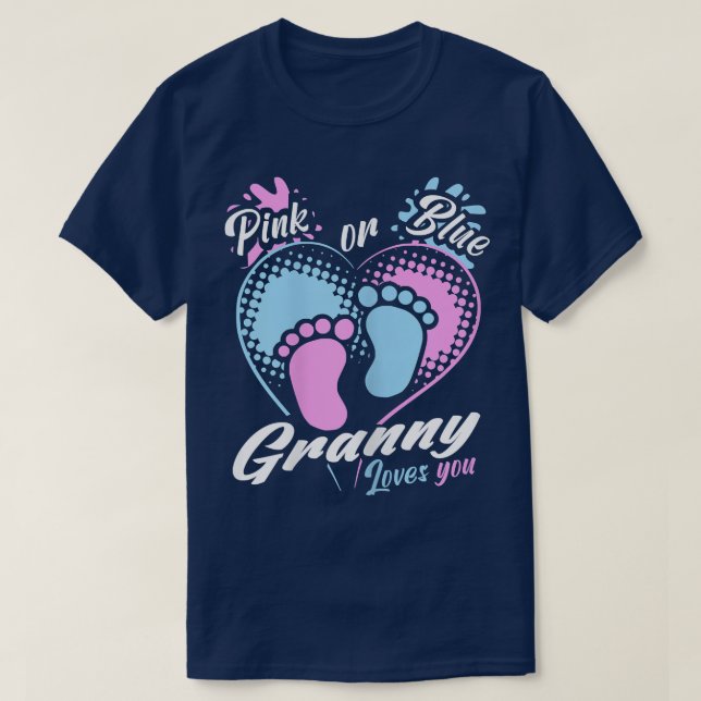 Womens Pink Or Blue Granny Loves You Gender Reveal T-Shirt (Design Front)