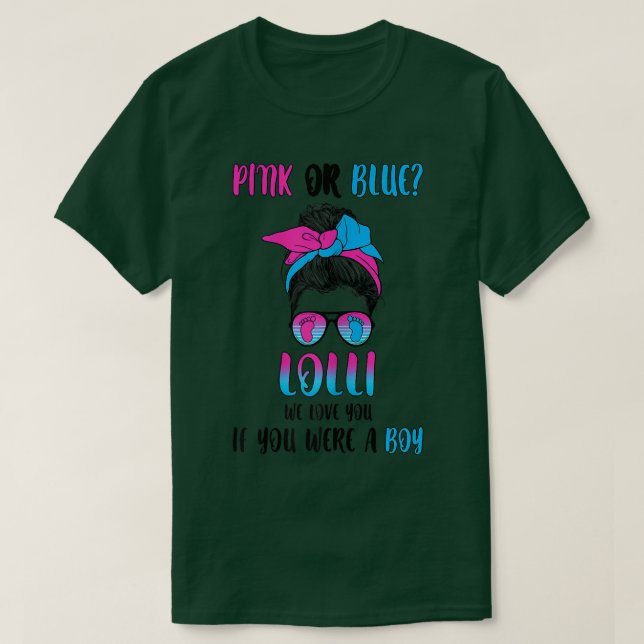 Womens pink or blue lolli gender reveal party  T-Shirt (Design Front)