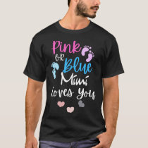 Womens Pink Or Blue Mimi Loves You Gender Reveal,  T-Shirt