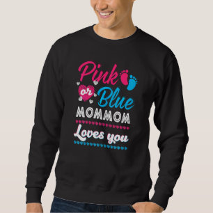 Womens Pink Or Blue Mommom Loves You Gender Reveal Sweatshirt